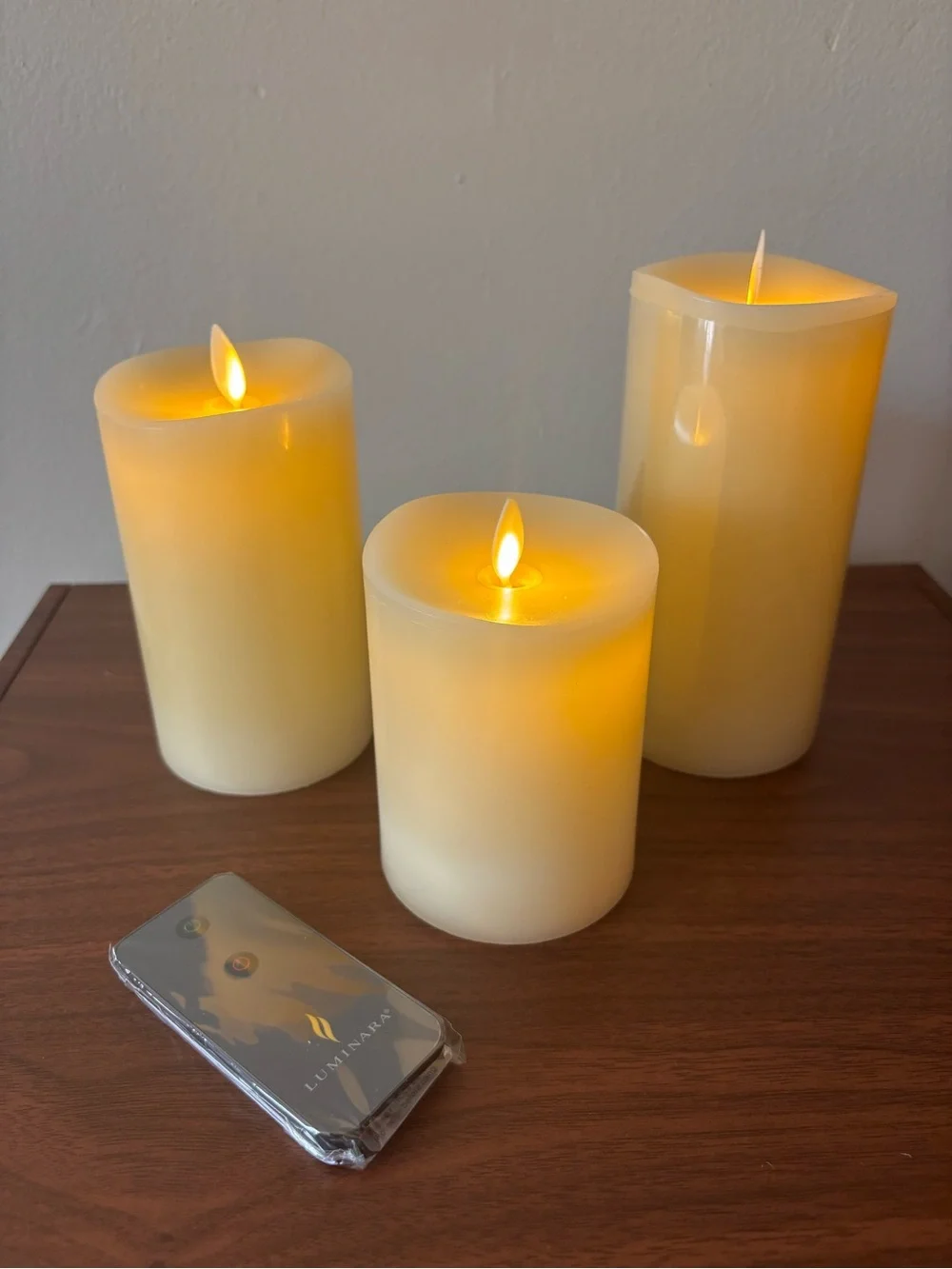 Luminara Ivory Flameless Pillar Candle Set